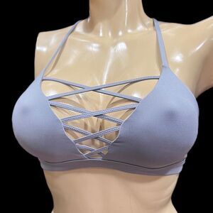 Victoria’s Secret padded sexy Strappy lace up Font sport bra gray